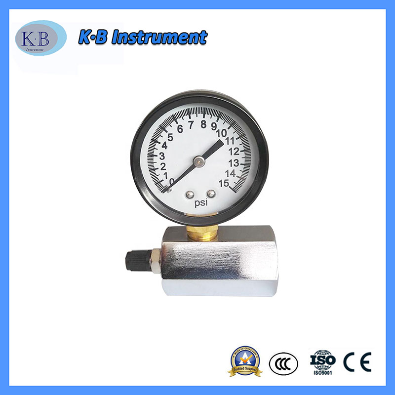 Manómetro de indicador de presión de prueba de gas con caja de acero negra de 2 \